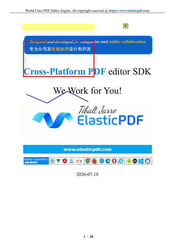 A PDF page annotated with windpdf: a yellow highlight, a red rectangle, a sticky note and a freehand ink stroke
